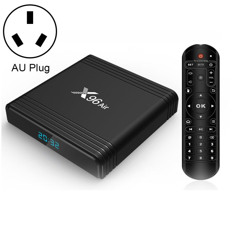 X96 Air 8K Smart TV BOX Lettore multimediale Android 9.0 con telecomando, quad-core Amlogic S905X3, RAM: 2 GB, ROM: 16 GB, WiFi dual band, presa AU, 2GB+16GB X96 Air 8K Smart TV BOX Lettore multimediale Android 9.0 con telecomando, quad-core Amlogic S905X3, RAM: 2 GB, ROM: 16 GB, WiFi dual band, presa AU, 2GB+16GB